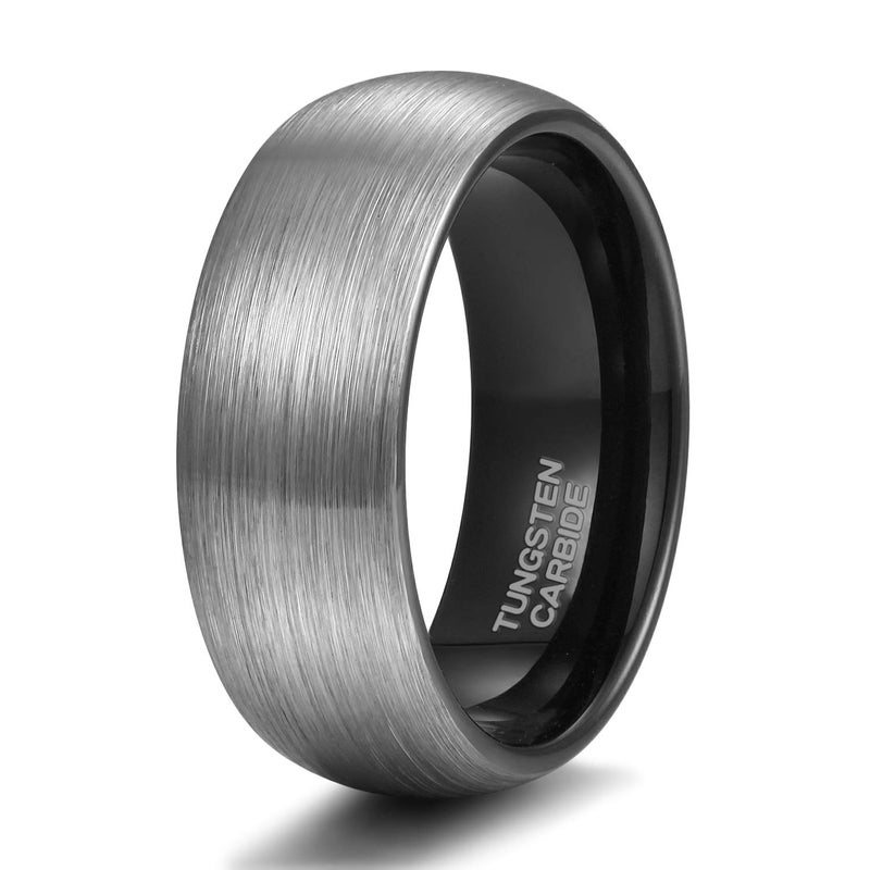 TRUMIUM 8mm Men's Rings Tungsten Carbide Black Rings for Men Women Classic Wedding Bands Engagement Promise Comfort Fit Size 9 - Image 1
